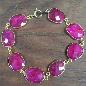 Oval ruby bracelet with gold vermeil Special Order